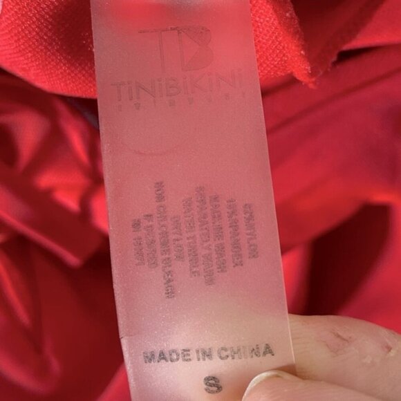 TiniBikini Red One Piece Swimsuit Bathing Suit With Sheer Mesh Cutouts S - Picture 11 of 13